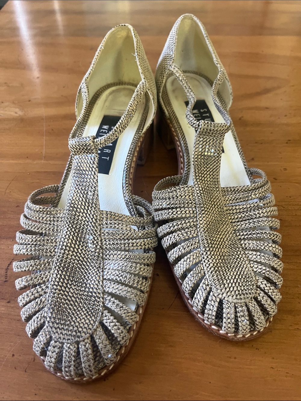 Stuart Weitzman Snake Skin Slingback Mules